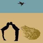 LOW_30_canvas_53b0ae_Blue_turquoise-solid-UPP_70_canvas_ebcf89_Sundress-fake-brick-coupleKissingAtLength-sepia080-hoveringBird-Monoplano_Antoinette-sepia050-toad.avif