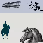 LOW_30_canvas_bdc6dc_Halogen_blue-binding-light-UPP_70_canvas_efefe8_Star_white-pixel-weave-sepia200-manOnHorseback-SingleBirdOnBranch-Aerobus_Bleriot-horseHeadDrawing.avif