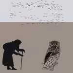 LOW_30_canvas_d5d5d8_Nimbus_cloud-tex2res5-UPP_70_canvas_8a7e78_Cinder-padded-light-sepia090-elderlyManWithCarrySackAndStick-sepia080-largeFlockOfBirds-pairOfOwls.avif
