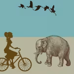 LOW_50_canvas_67bcb3_Pool_blue-white-sand-UP_50_canvas_b6ba99_Lint-merely-cubed-sepia060-bicycleAndFemaleRider-sepia080-ElegantFlockOfBirds-sepia070-elephantDrawing.avif