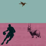 LOW_50_canvas_7bb5a3_Dusty_jade_green-vintage-speckles-UP_50_canvas_9d446e_Magenta_haze-natural-paper-sepia120-basketBallPlayer-sepia070-hoveringBird-rawDrawingVerticalHorns.avif