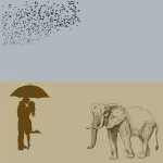 LOW_50_canvas_a2b6b9_Cloud_blue-binding-light-UP_50_canvas_e7d391_Pineapple_slice-knitted-netting-sepia060-coupleUnderUmberella-hugeFlockOfBirds-sepia070-africanElephantDrawing.avif