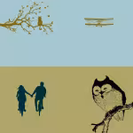 LOW_50_canvas_a5cfd5_Plume-dark-stripes-light-UP_50_canvas_f0e87d_Limelight-dark-denim-sepia180-coupleCycling-sepia050-catInATreeWatchingBirds-niceLittleBiPlane-vintageOwl.avif