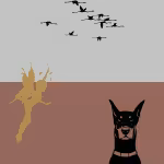 LOW_50_canvas_b9bcb6_Blue_fox-ticks-UP_50_canvas_8d3f2d_Picante-solid-flyingPixie-colourised_180PC_mustardGoldDarkened-flamingos-dobermanDog.avif