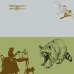 LOW_50_canvas_ccdad7_Chalk_blue-noisy-UP_50_canvas_9cad60_Herbal_garden-p6-sepia060-seatedWomanWithBirdCageAndCat-sepia050-twoBirdsOnABranch-niceLittleBiPlane-raccoon.avif