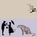 LOW_50_canvas_d0c5b1_Fog-straws-UP_50_canvas_c5c0d0_Lavender_blue-wild-flowers-elegantCouplewithbookFlowerAndparasol-twoBirdsOnABranch-sepia070-leopardDrawing.avif