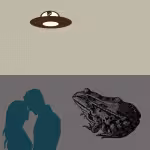 LOW_50_canvas_f1ecca_Ethereal_green-cross-stripes-UP_50_canvas_837f7f_Cloudburst-hexabump-coupleAlmostKissing-colourised_180PC_deepTealDarkened-sepia070-alienSpaceCraft-toad.avif